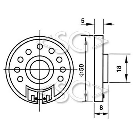 ���������������� ( �������) YD50-03P (50*h8*����.N35)   8 Om 0.5W, �������